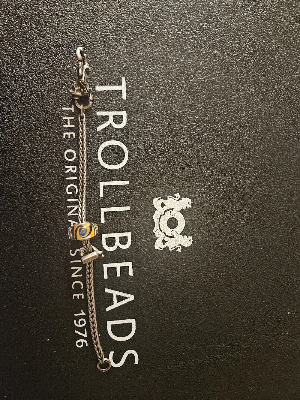 Trollbeads Silver Braided Bracelet with paint themed lock Kids' size 5.5
